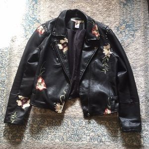 Chelsea & Violet Faux Leather Embroidered Jacket